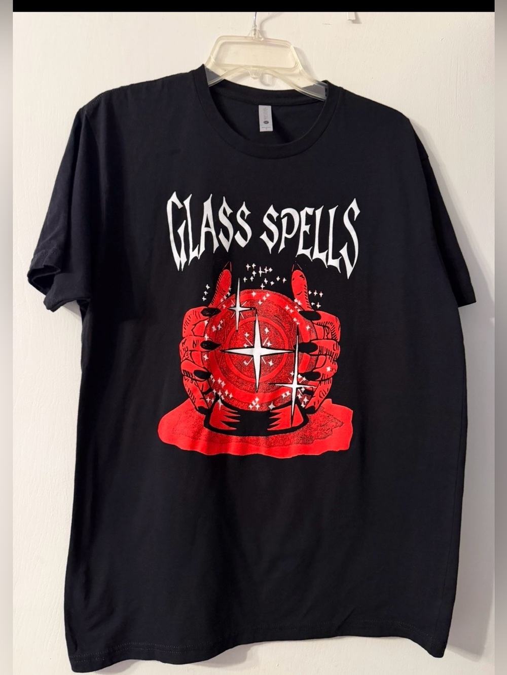 NWOT Glass Spells Red Globle Black T-shirt Synthpop Unisex Sz L